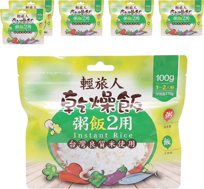 甫洲米食專家 輕旅人乾燥飯 粥 飯兩用系列 原味米香, 100g, 6包