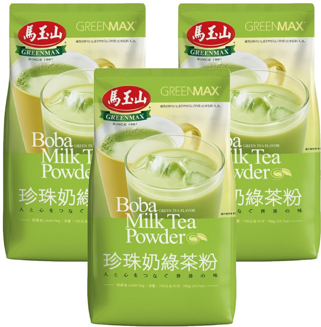 馬玉山 珍珠奶綠茶粉, 700g, 1入, 3包