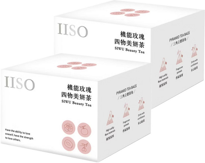 IISO 機能玫瑰四物美妍茶, 9.5g, 12包, 2盒
