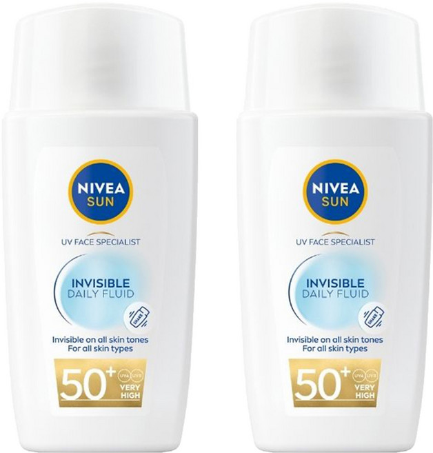 NIVEA 妮維雅 SUN 全護專業抗UV防曬露 隱形輕水感 SPF50+, 2瓶, 40ml
