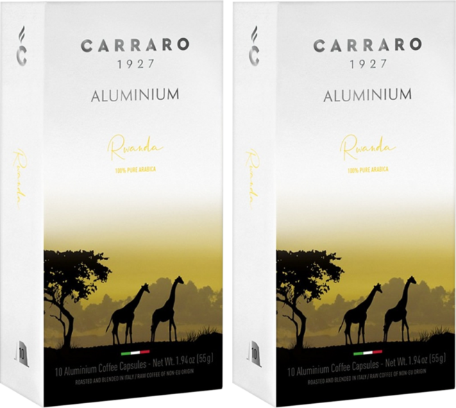 CARRARO 盧安達 RWANDA 咖啡膠囊 適用Nespresso Original 膠囊咖啡機, 5.5g, 10入, 2個