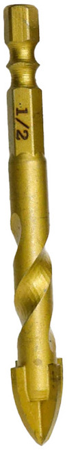 SELLERY 舍樂力 六角柄雙溝 十字磁磚玻璃鑽頭1/2''(1.27mm) G38-496 全長87mm 鑽頭直徑12.7mm, 1支