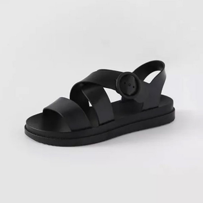 ChakanShoes 女款輕量橡膠平底涼鞋 SDACR2d114, 245mm, 黑色