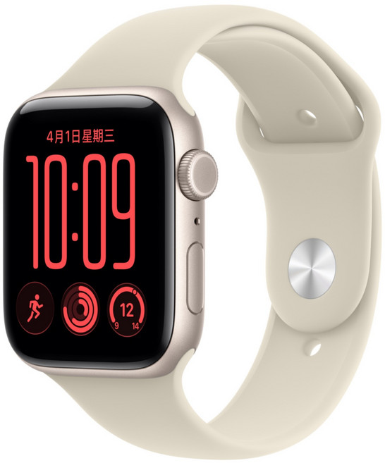 Apple 2026 Apple Watch SE3, 星光色, 44mm, GPS, 鋁金屬錶殼 沙色運動型錶帶, M/L