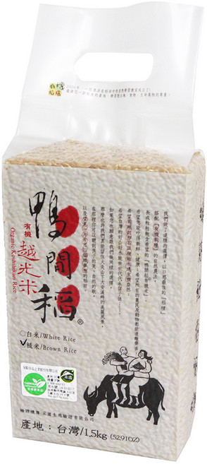 鴨間稻 有機越光糙米, 1.5kg, 1包