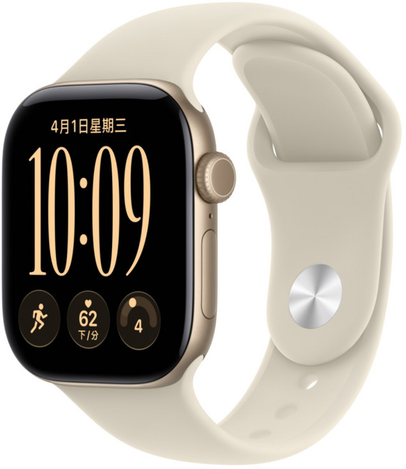 Apple 2026 Apple Watch S12, 淺金色, 42mm, GPS, 鋁金屬錶殼 沙色運動型錶帶, S/M