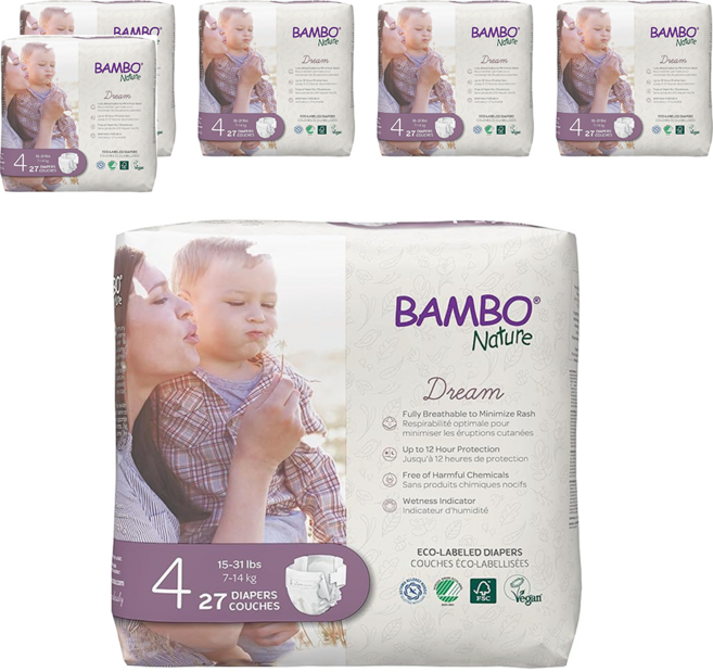 Bambo Nature 伴寶樂 Dream黏貼型紙尿褲 7~14kg, 第4階段, 162片
