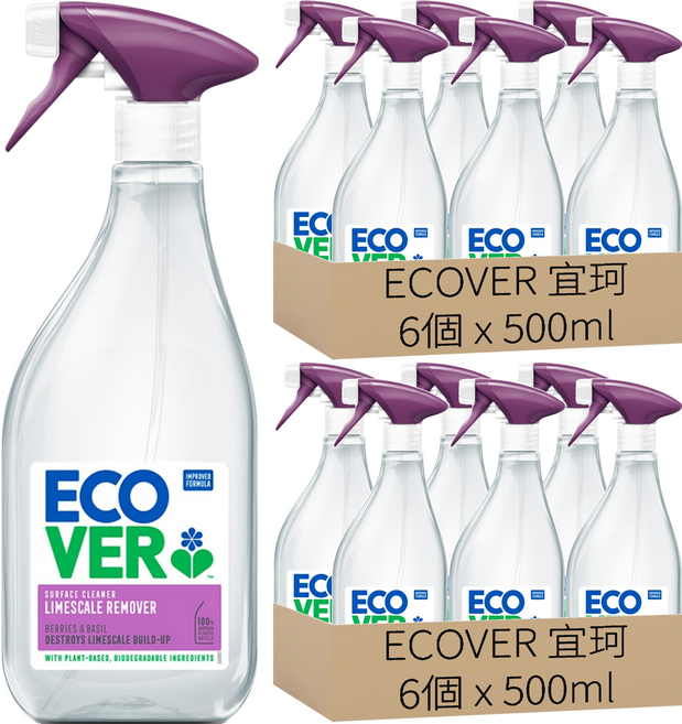 ECOVER 宜珂 水垢浴廁清潔劑, 12個, 500ml
