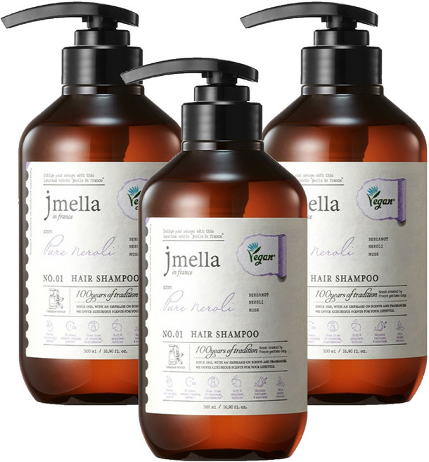 jmella In France橙花洗髮精, 3瓶, 500ml