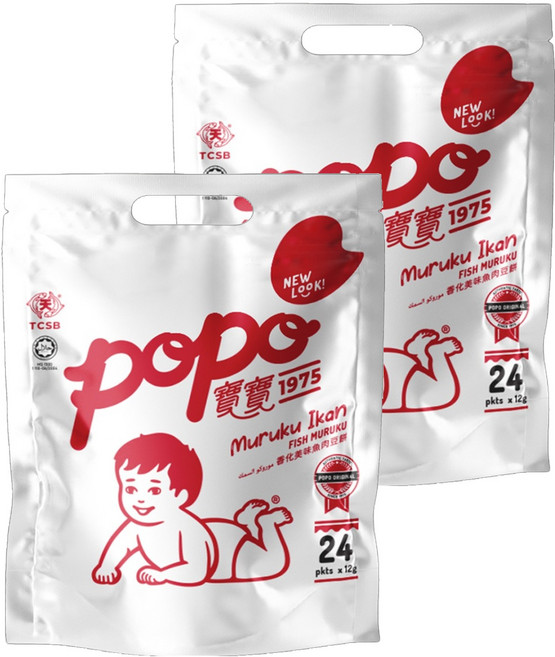 popo 寶寶 魚豆餅 24包, 魚風味, 288g, 2袋