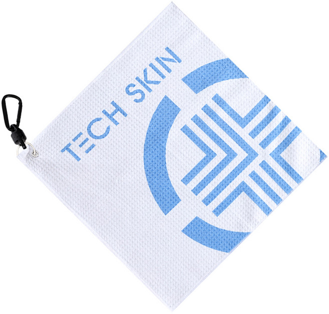 TECH SKIN Signature超細纖維華夫格紋高爾夫擦球巾, 灰色 + 藍色, 1個