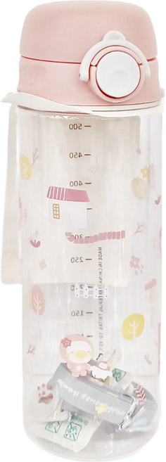 PUKU 藍色企鵝 Tritan 掀蓋揹帶直飲水壺, 粉色, 500ml, 1個