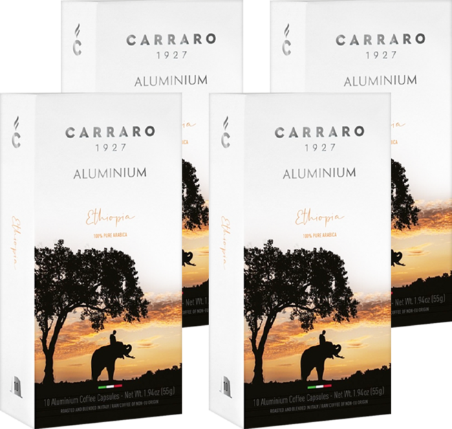 CARRARO 衣索比亞 ETHIOPIA 咖啡膠囊 適用Nespresso Original 膠囊咖啡機, 5.5g, 10個, 4盒