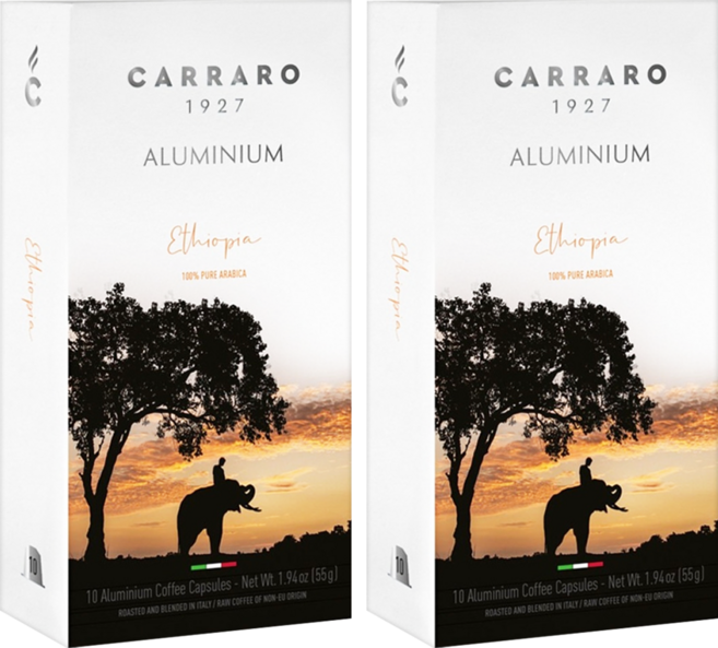 CARRARO 衣索比亞 ETHIOPIA 咖啡膠囊 適用Nespresso Original 膠囊咖啡機, 5.5g, 10個, 2盒