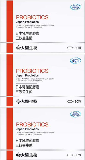 大醫生技 日本乳酸菌膠囊 三效益生菌, 30顆, 18g, 3盒