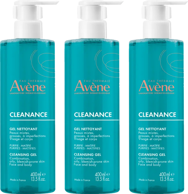 Avene 雅漾 控油舒緩潔膚凝膠, 400ml, 3瓶