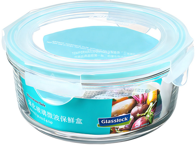 Glasslock 格拉氏洛克 圓形強化玻璃微波保鮮盒 MCCB095/RP536 950ml, 1組, 容器 + 蓋子