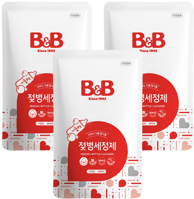 B&B 蔬果奶瓶洗潔慕斯補充包, 400ml, 3包