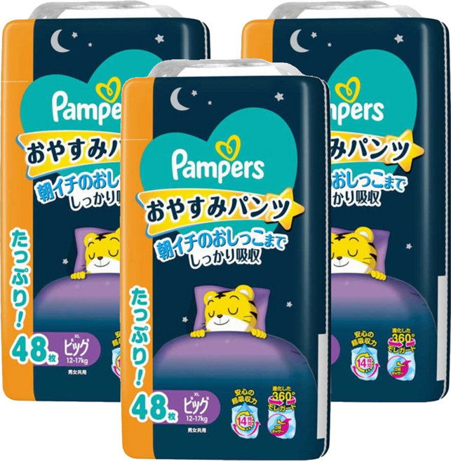 Pampers 幫寶適 日本境內版 極上守護巧虎晚安褲 12~17 公斤, XL, 144片