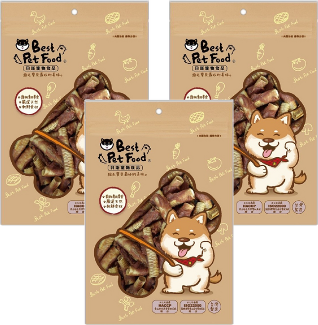 Best Pet Food 貝斯寵物食品 肉乾 4個月以上犬貓用, 鴨肉一口酥, 70g, 3包