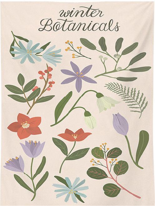 植物掛布 Winter Botanicals, 復古花卉 米色