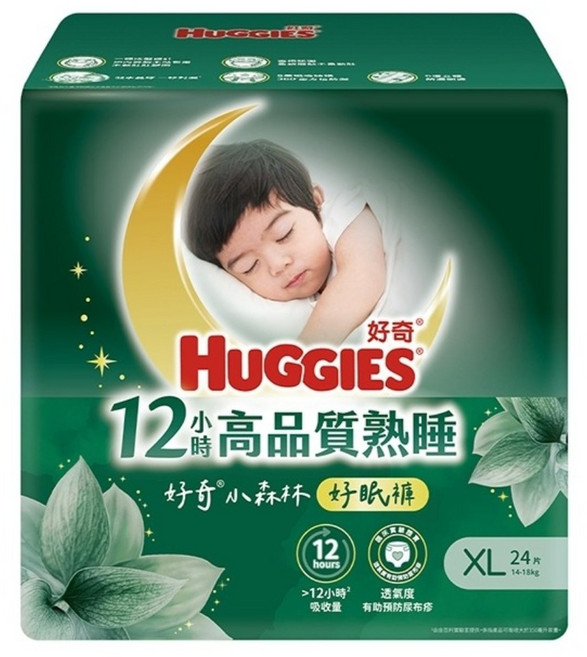 HUGGIES 好奇 小森林好眠褲 褲型尿布 14~18kg, 24片, XL