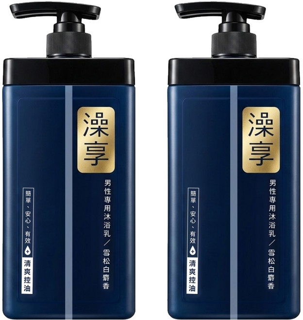 澡享 男性專用沐浴乳 雪松白麝香, 1kg, 2瓶