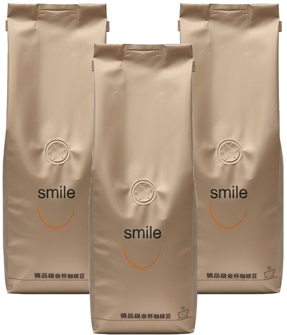 SMILE COFFEE 微笑咖啡 精品級金杯咖啡豆 醇品金杯 深焙, 咖啡豆(無研磨), 450g, 3包