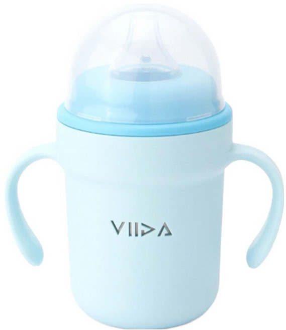 VIIDA Soufflé 鴨嘴型抗菌不鏽鋼學習杯, 寶貝藍, 330ml, 1個