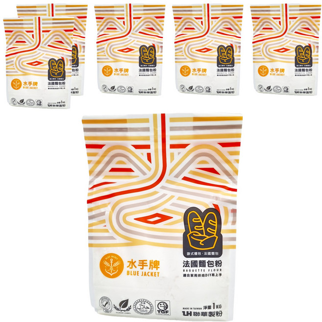 聯華製粉 BLUE JACKET 水手牌 法國麵包粉, 1kg, 6包