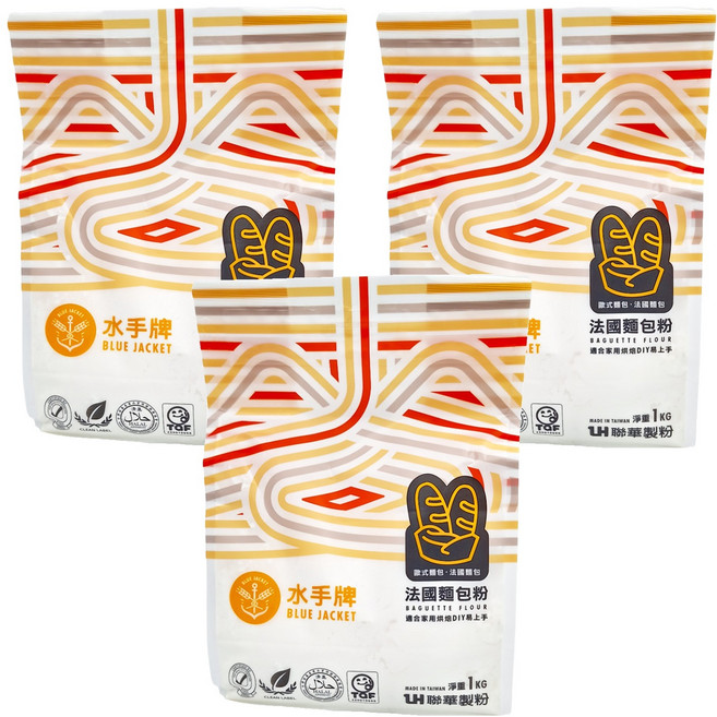 聯華製粉 BLUE JACKET 水手牌 法國麵包粉, 1kg, 3包