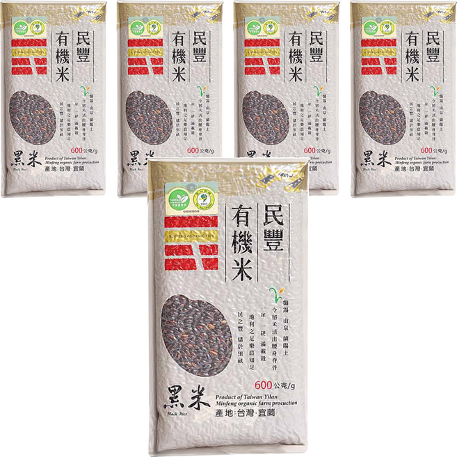 民豐 有機黑米, 600g, 5包