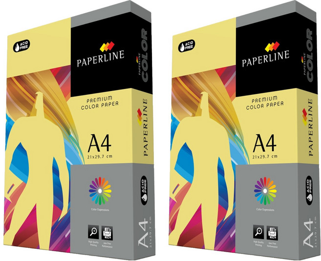 PAPERLINE 彩色影印紙 PL160 正黃色 80磅, A4, 1000張