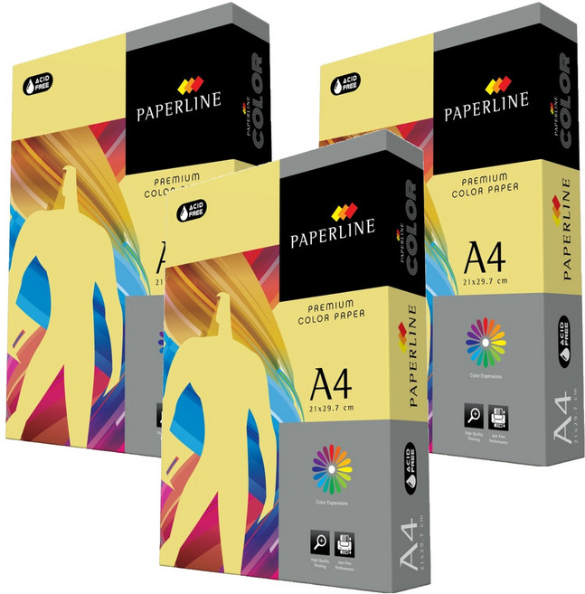 PAPERLINE 彩色影印紙 PL160 正黃色 80磅, A4, 1500張