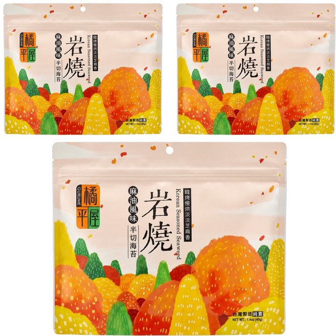 橘平屋 岩燒半切海苔 麻油風味, 40g, 3包
