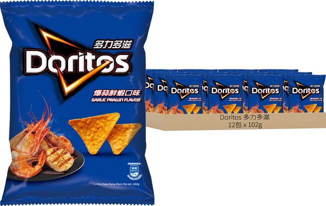 Doritos 多力多滋 爆蒜鮮蝦口味玉米片, 102g, 12包