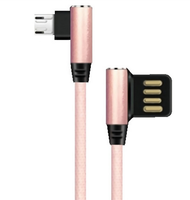 HONG JIN 宏晉 micro-USB L型充電線, 1m, 粉色, 4條