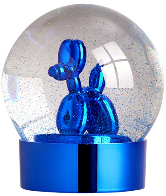 Balloon Dog Globe 迷你閃光七彩氣球狗造型水晶球, 寶藍色