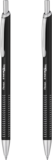 Pentel 飛龍文具 ENERGEL 金屬細軸鋼珠筆, 黑色, 2支