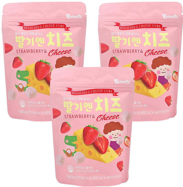 Yomit 餅乾球 1歲以上, 草莓起司, 16g, 3包