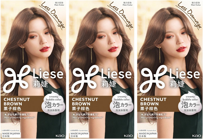 Liese 莉婕 泡沫染髮劑, 栗子棕色, 3個