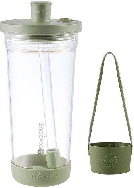 Corelle Brands 康寧餐具 Snapware Tritan 跳跳吸管杯 附杯套, 海龜綠, 840ml, 1個