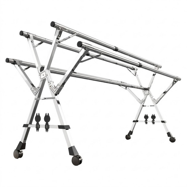 STYLE 格調 不鏽鋼5桿晾衣架 煞車萬向輪款 HA-036-A, 不鏽鋼色