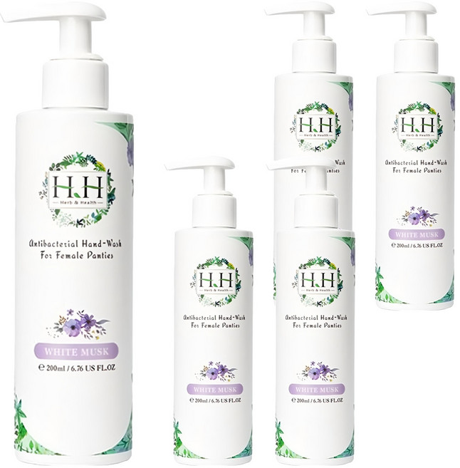 HH 草本新淨界 女性私密衣物抗菌手洗精 白麝香, 200ml, 5瓶