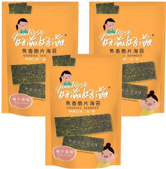 goodies 好滋好滋 焦香脆片海苔 梅子風味, 45g, 3包
