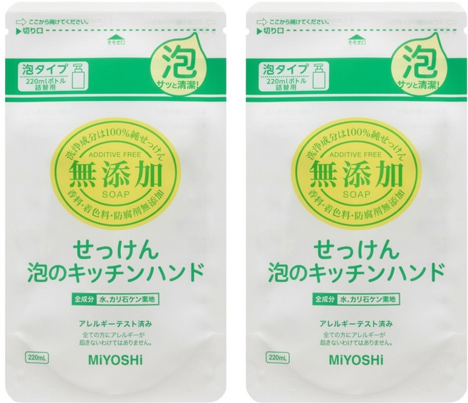 MIYOSHI 無添加 廚房泡沫洗手乳補充包, 220ml, 2件