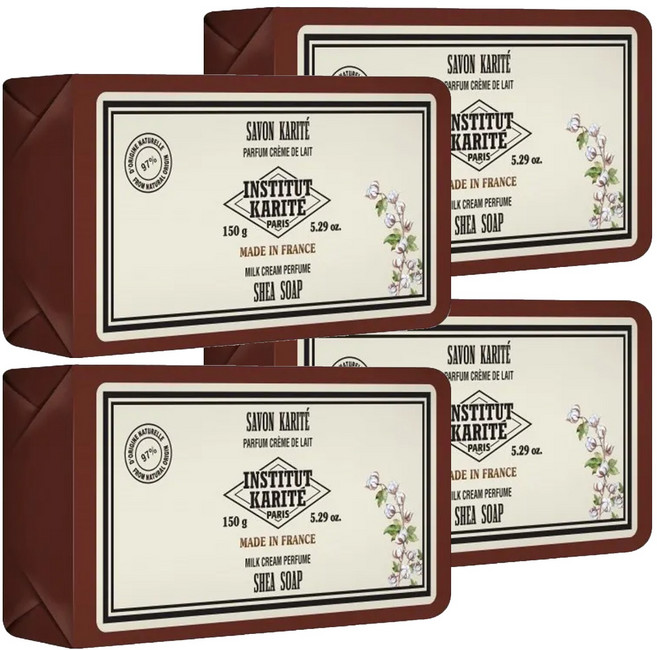 INSTITUT KARITE PARIS 巴黎乳油木 純淨秘密花園香氛手工皂 牛奶乳霜, 150g, 4個
