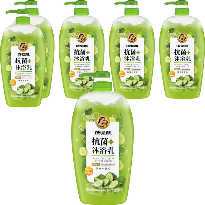 依必朗 抗菌沐浴乳 清爽小黃瓜, 1kg, 6瓶