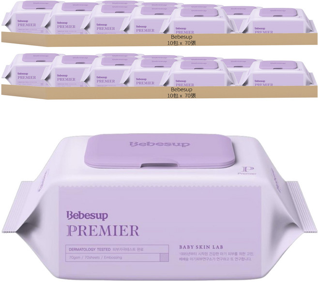 Bebesup Premier 嬰幼兒濕紙巾 抽取式, 70張, 20包
