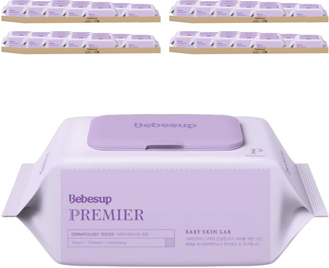 Bebesup Premier 嬰幼兒濕紙巾 抽取式, 70張, 40包